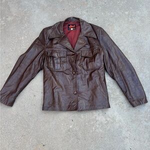 Elegant Dark Brown Leather Women's Jacket